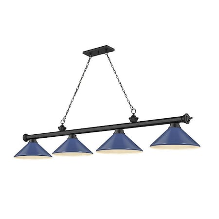 Z-Lite Cordon 4 Light Billiard, Matte Black & Navy Blue 2306-4MB-MNB